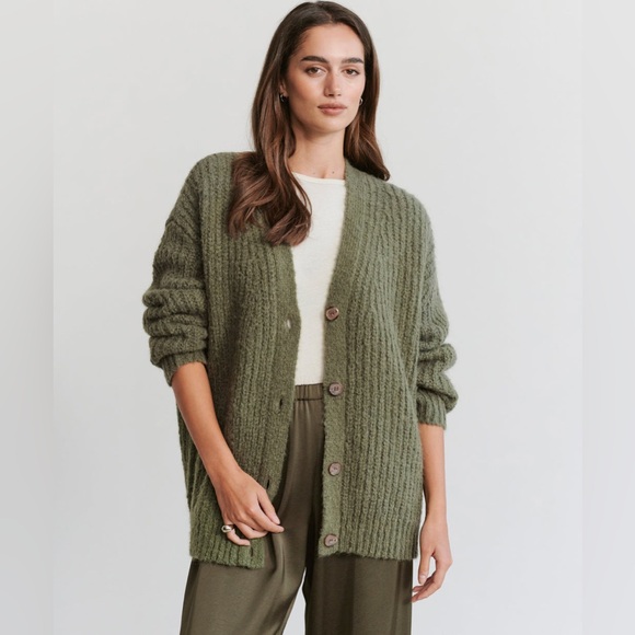 NEW Jenni Kayne Cocoon Cardigan Sweater Olive Green Alpaca Wool Blend | size S - Picture 3 of 11